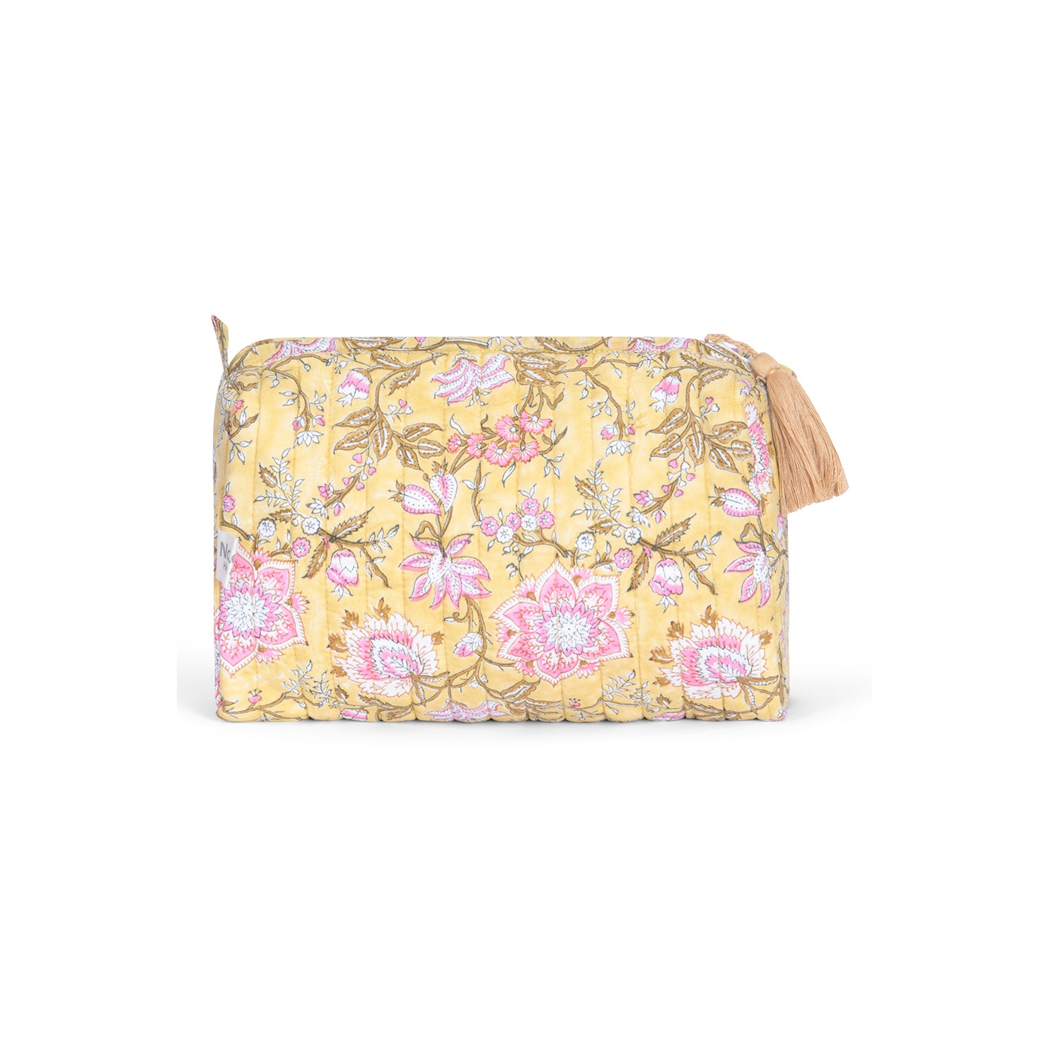 Mustard Flower Print Wash Bag - Yellow