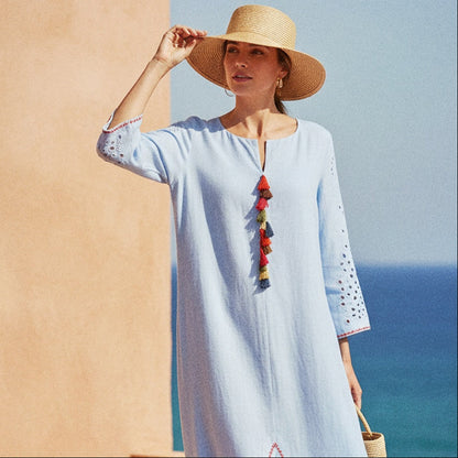 Mexican Tassel Kaftan- Linen