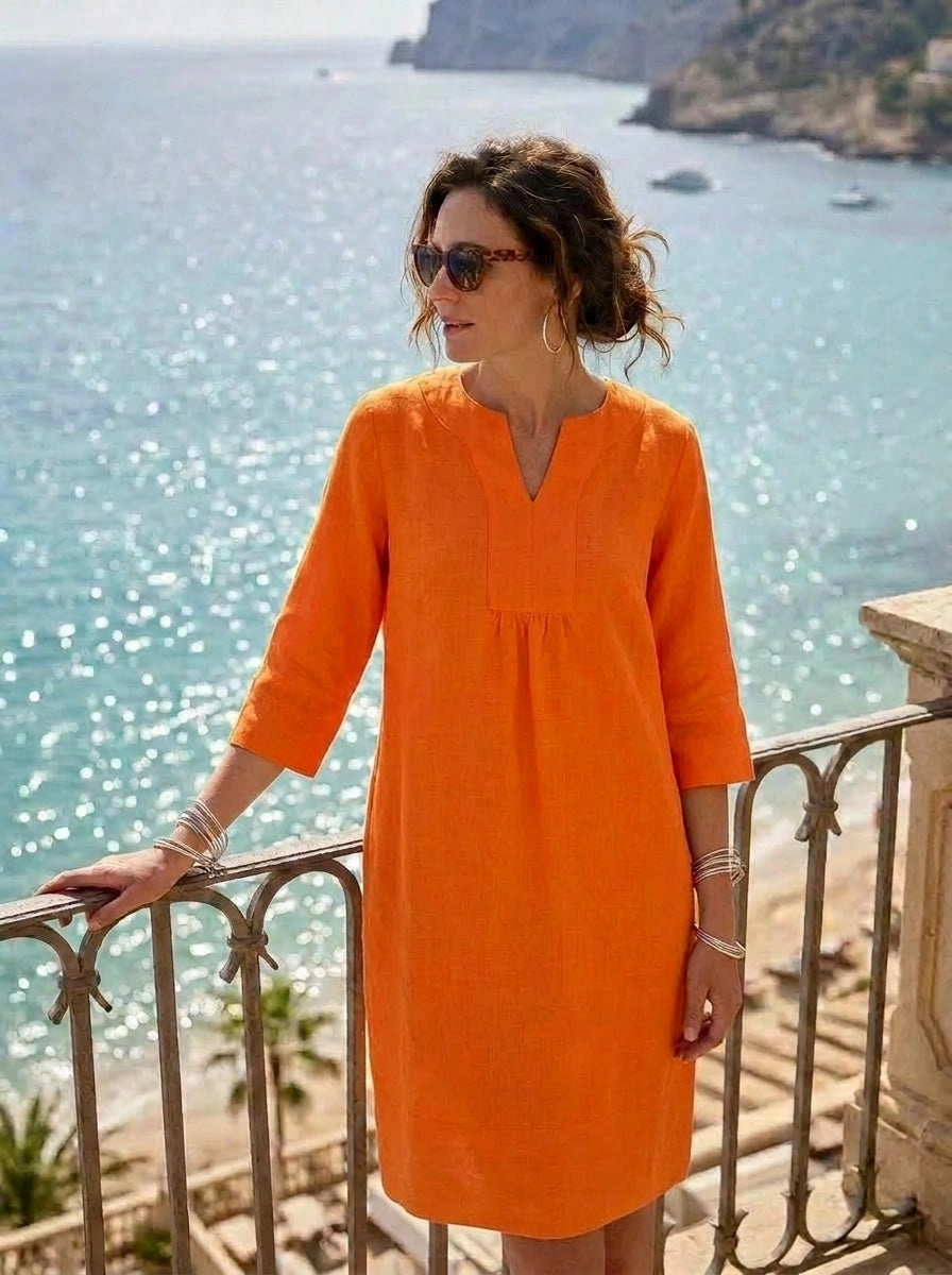 Life Style Easy Tunic Dress Linen - Satsuma