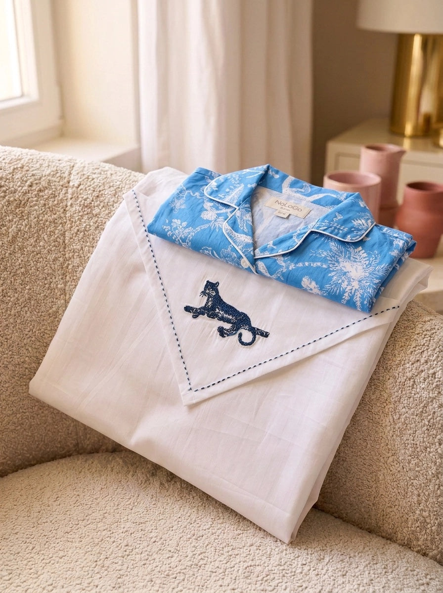 Jungle Party Nightshirt Cotton Poplin - Blue