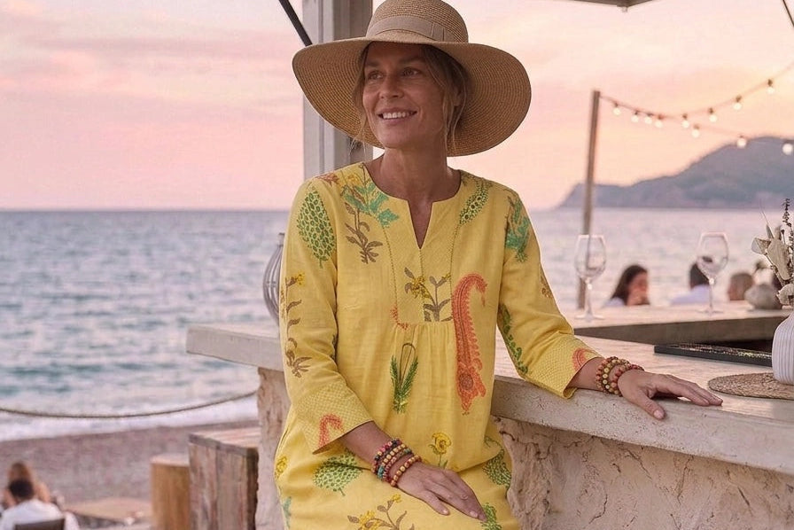 Botanical Maxi Dress Cotton Dandelion
