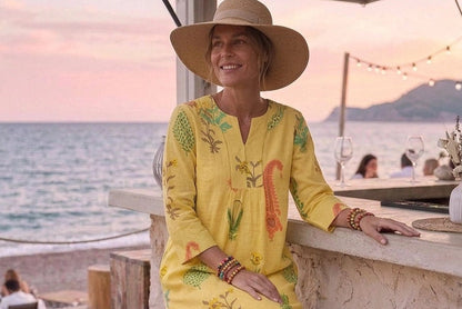Botanical Maxi Dress Cotton Dandelion