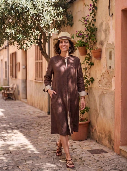 Super Mix Coat Dress - Mocha