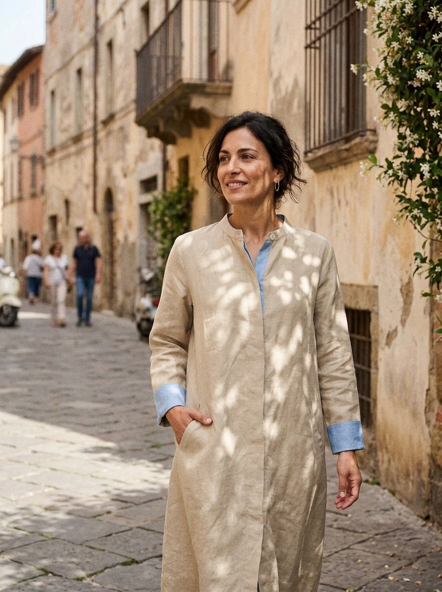 Super Mix Coat Dress - Taupe-Sandcastle