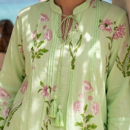 Botanical Tassel Kurta Cotton - Sweet Lime