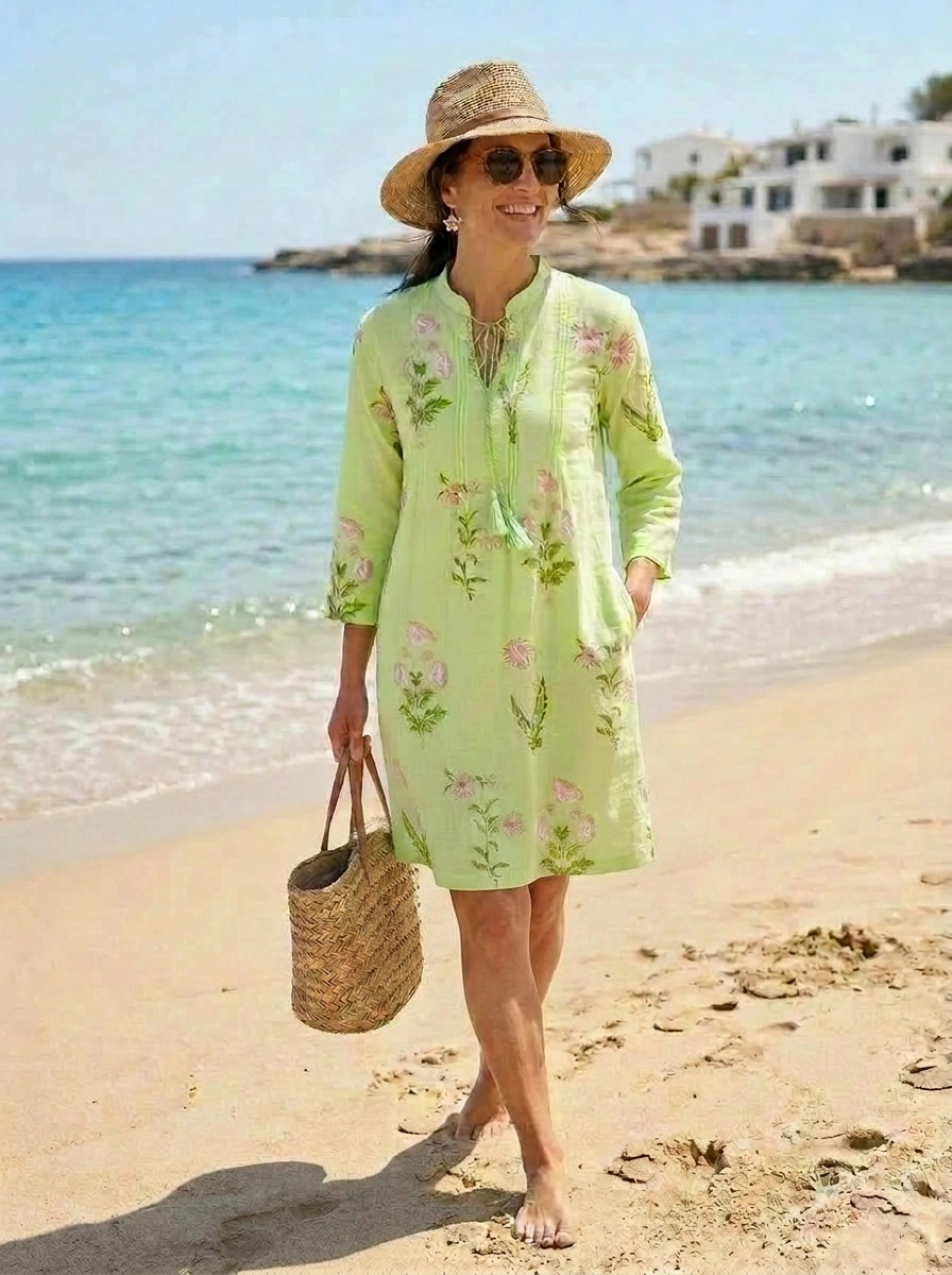 Botanical Tassel Kurta Cotton - Sweet Lime