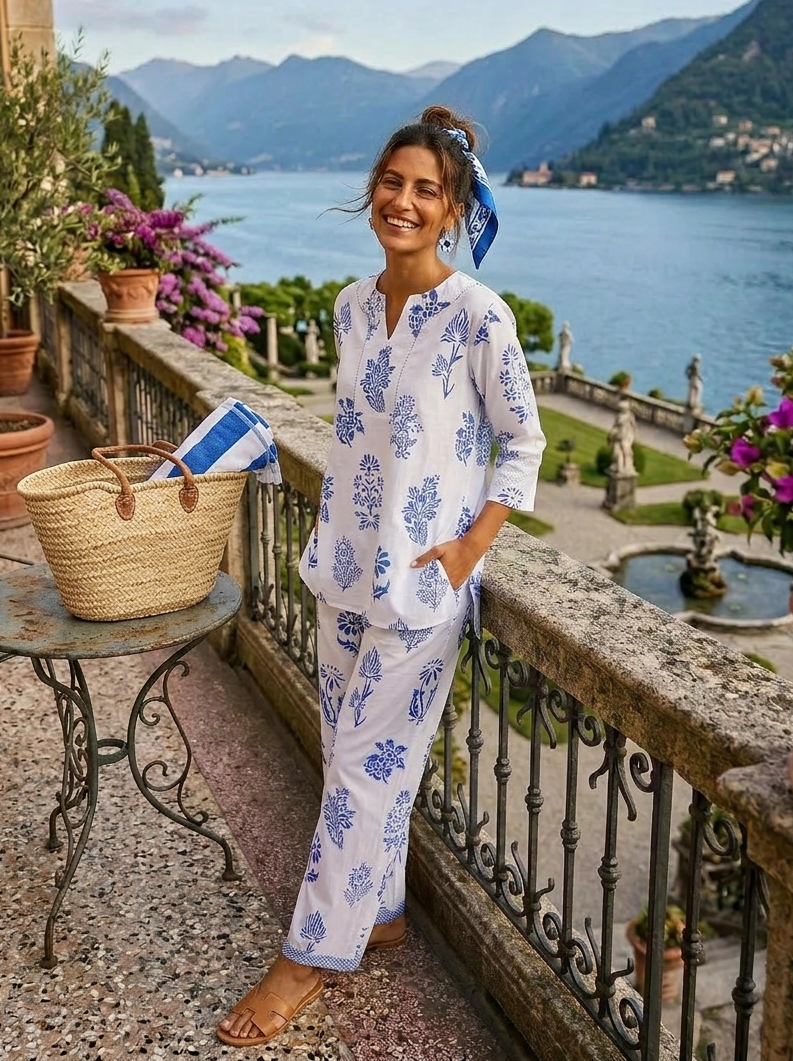 Botanical PJ Cotton - Blue