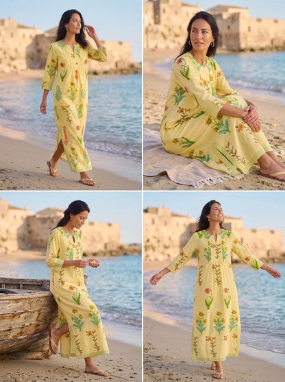 Botanical Maxi Dress Cotton Popcorn