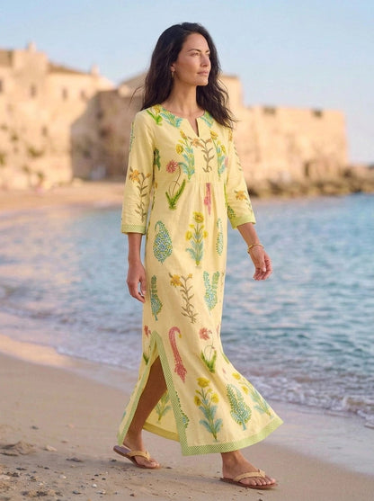 Botanical Maxi Dress Cotton Popcorn