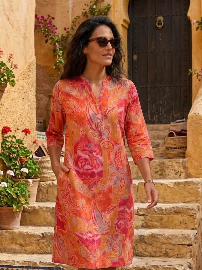 Hippy Paisley Tunic Dress - Red Summer