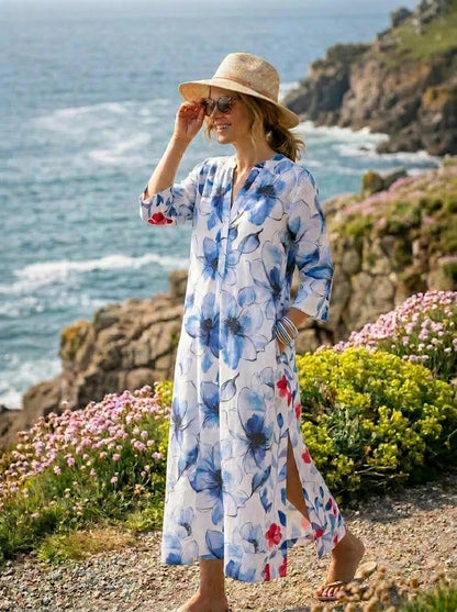 Ice Flower Mixed Print Kaftan Linen - Multi