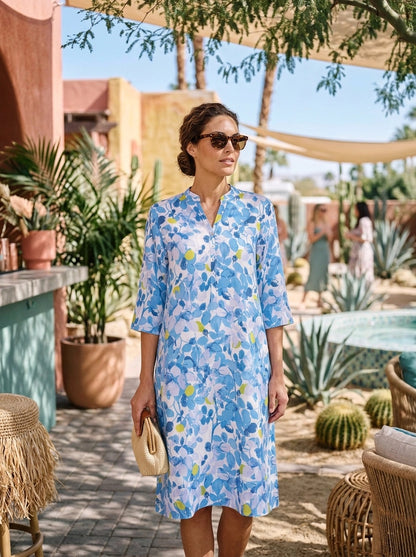 Green Plum MIDI Dress Linen Blue