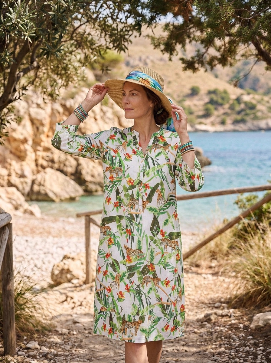 Cheetah Tunic Classic Dress Linen Green (Copy)