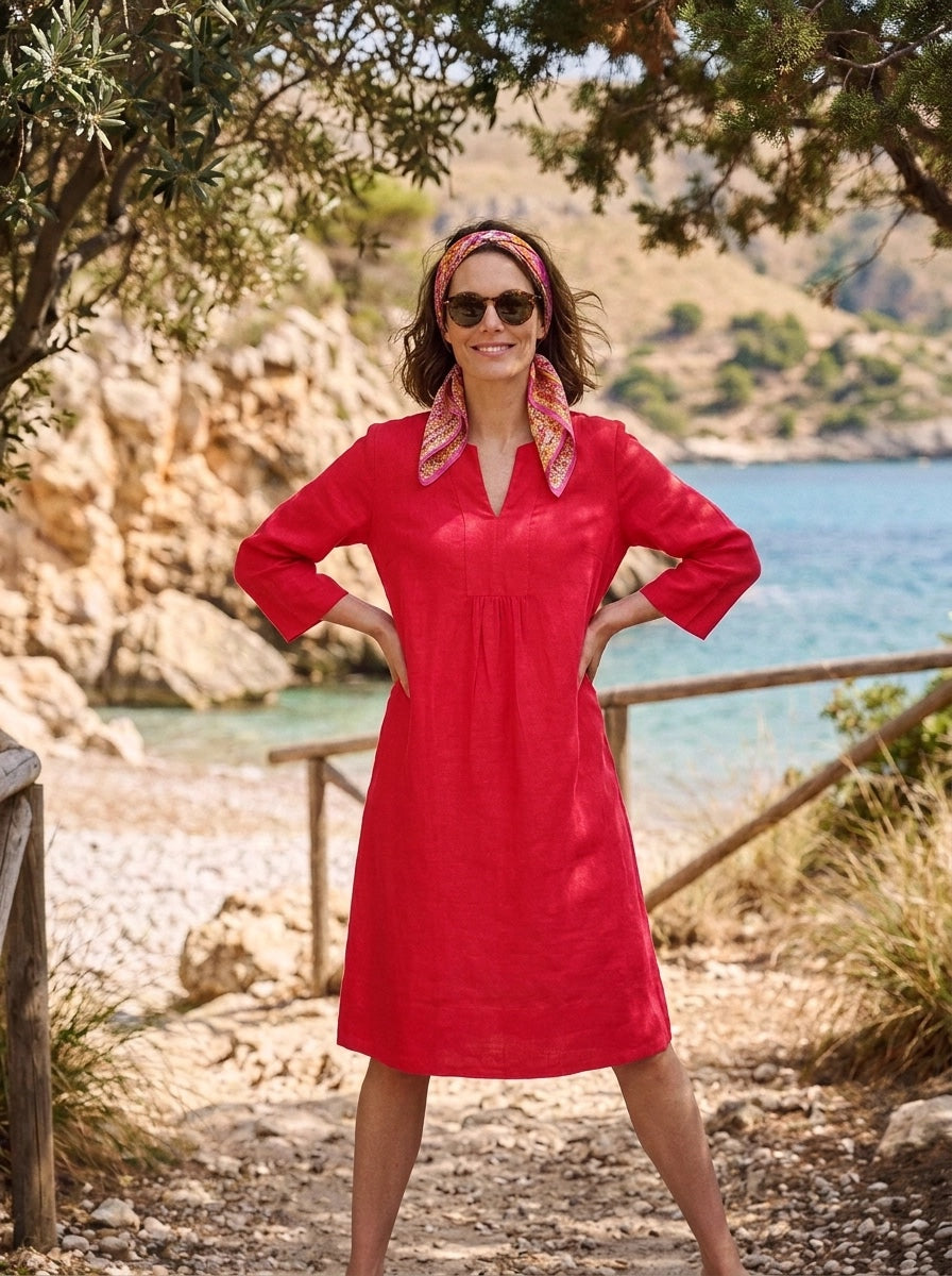 Life Style Easy Tunic Dress Linen - Rosehip