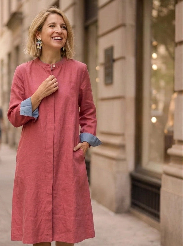 Super Mix Coat Dress - Spice Pink