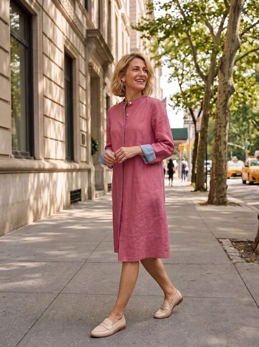 Super Mix Coat Dress - Spice Pink