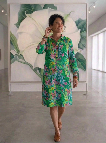 Up Town Linen Shirt Dress - Helibore