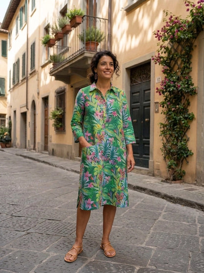 Up Town Linen Shirt Dress - Helibore