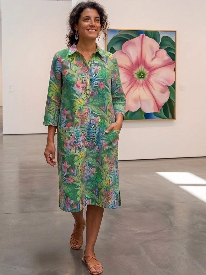 Up Town Linen Shirt Dress - Helibore
