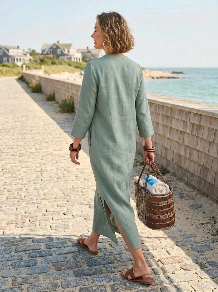 Plain Dyed Kaftan Linen - Sage Green
