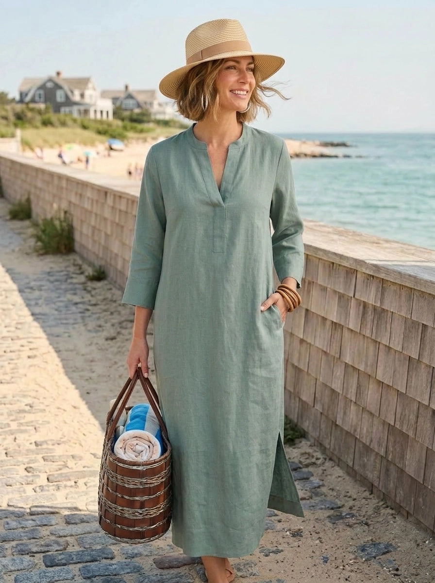 Plain Dyed Kaftan Linen - Sage Green