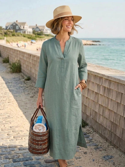 Plain Dyed Kaftan Linen - Sage Green