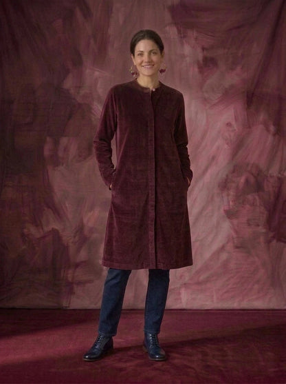 Velvet Super Mix Coat Dress Cassis