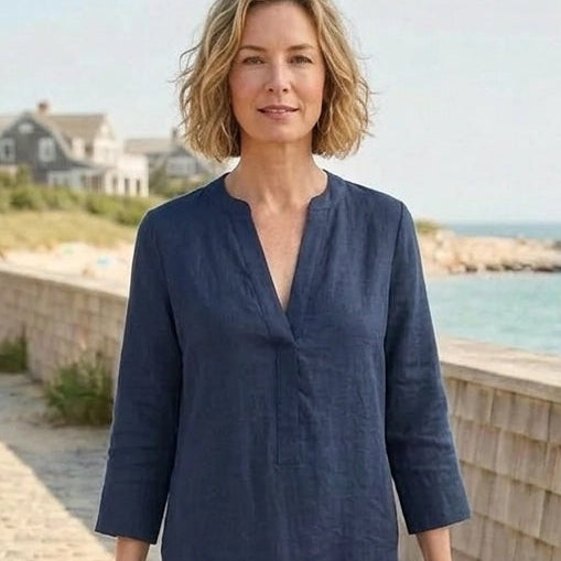 Plain Dyed Kaftan Linen - Navy