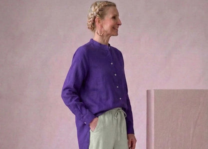 Garment Washed Trouser Linen - Sage Green
