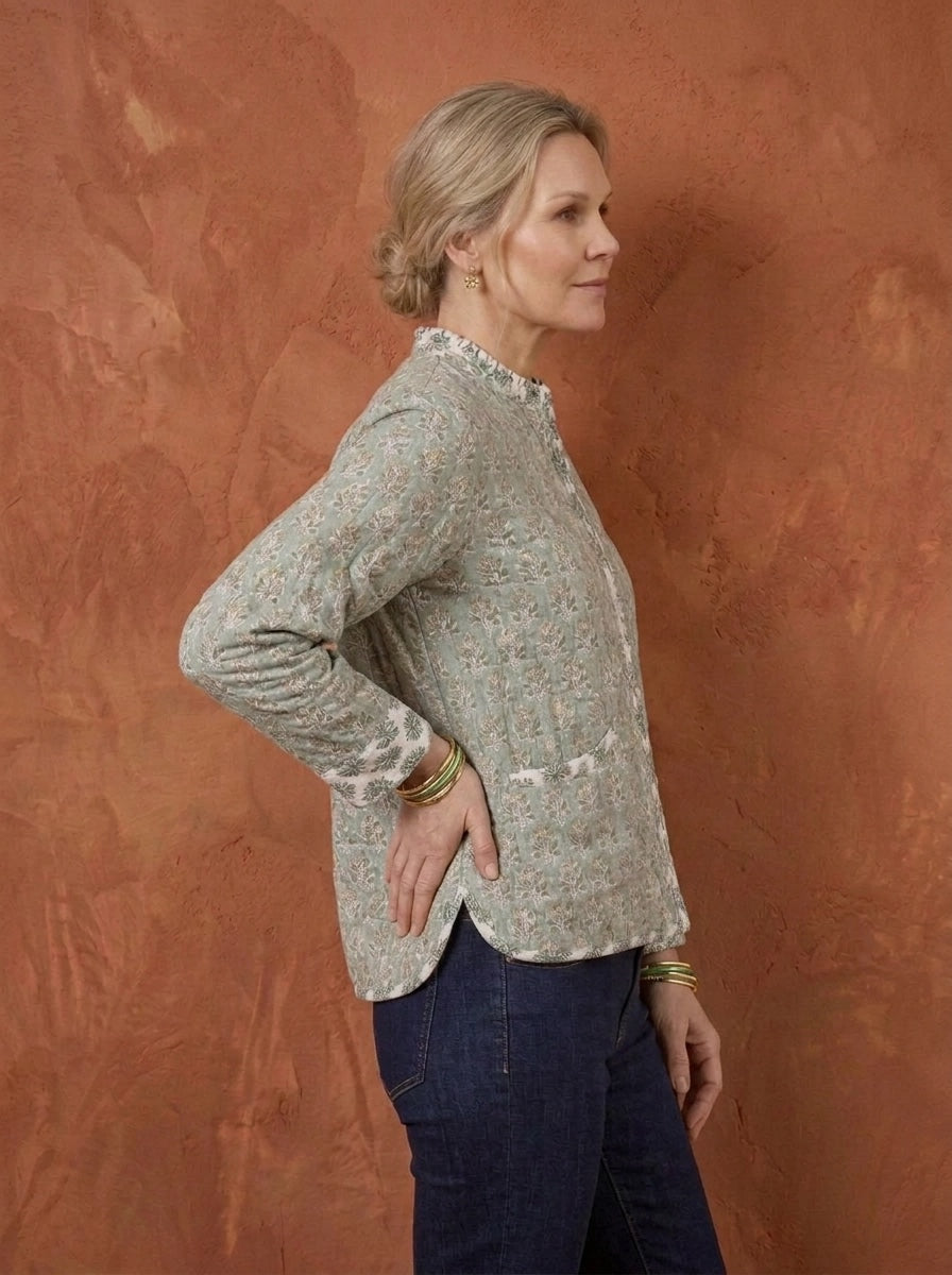 Luxury Quilted Chelsea Jacket  -  Rosemary-Green