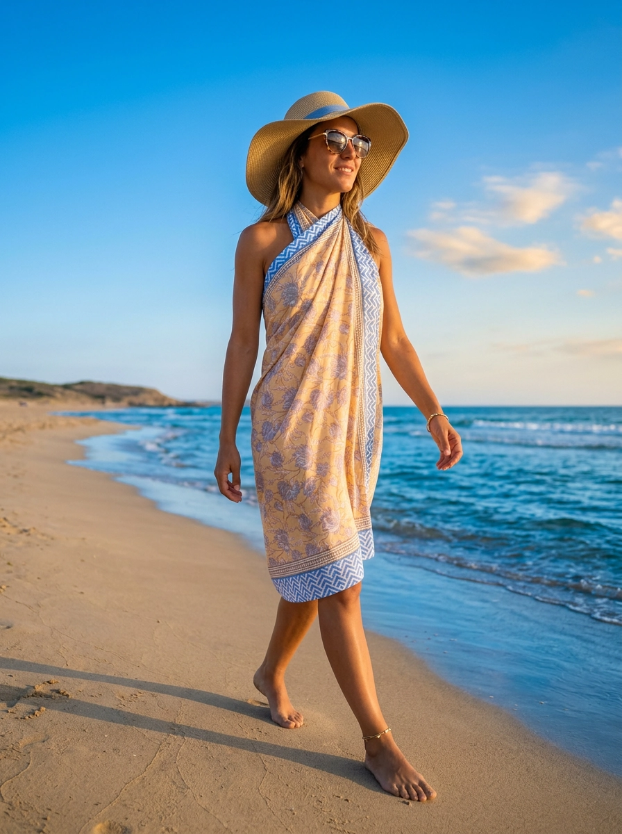 Mustard Flower Sarong - One Size - Peach