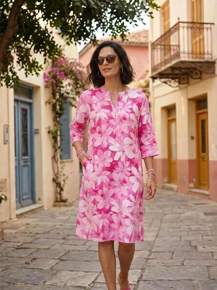Pink Jay Classic Tunic Dress Linen