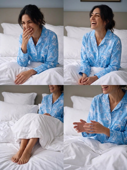 Jungle Party Nightshirt Cotton Poplin - Blue