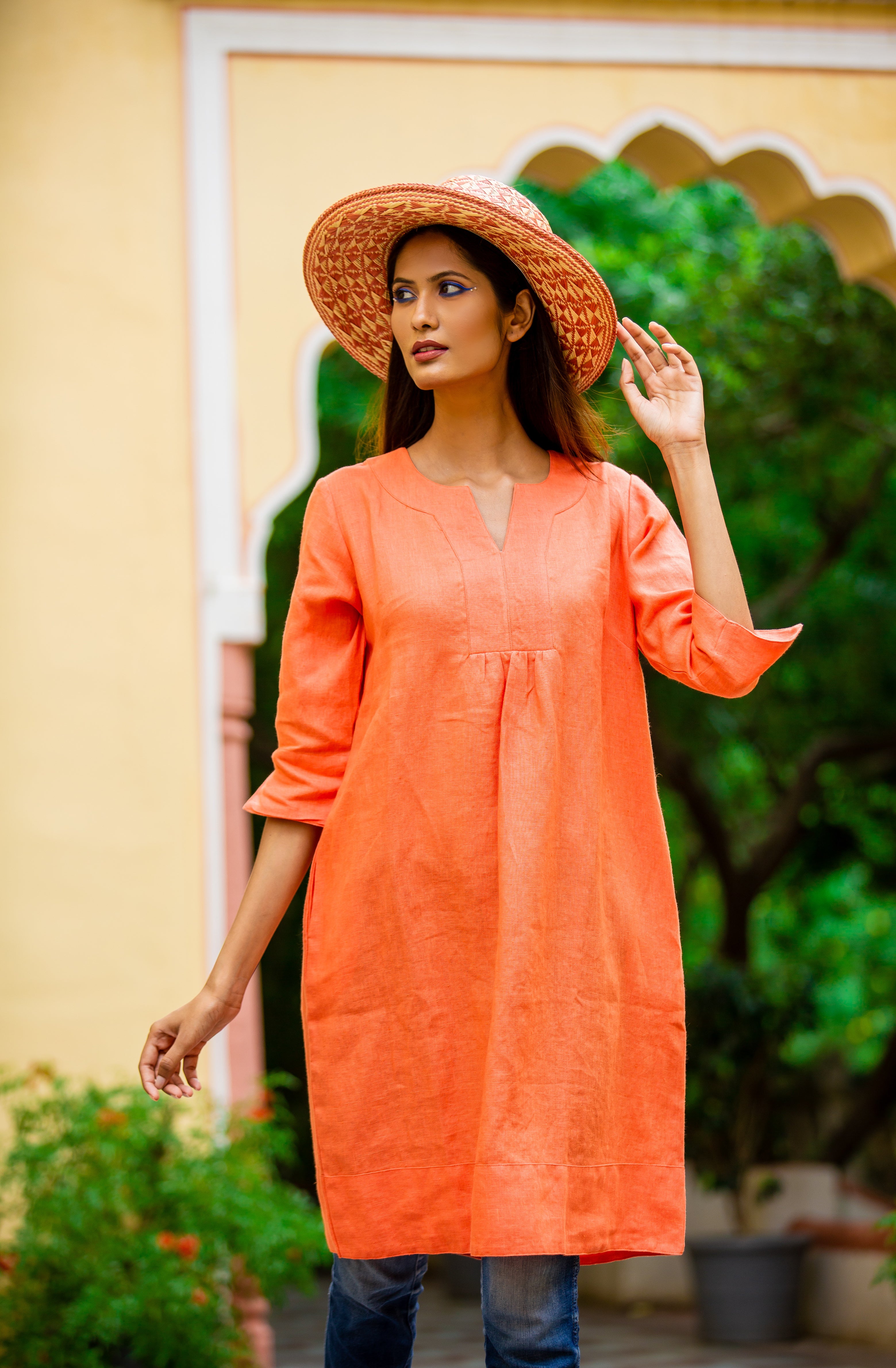 Life Style Easy Tunic Dress Linen - Satsuma