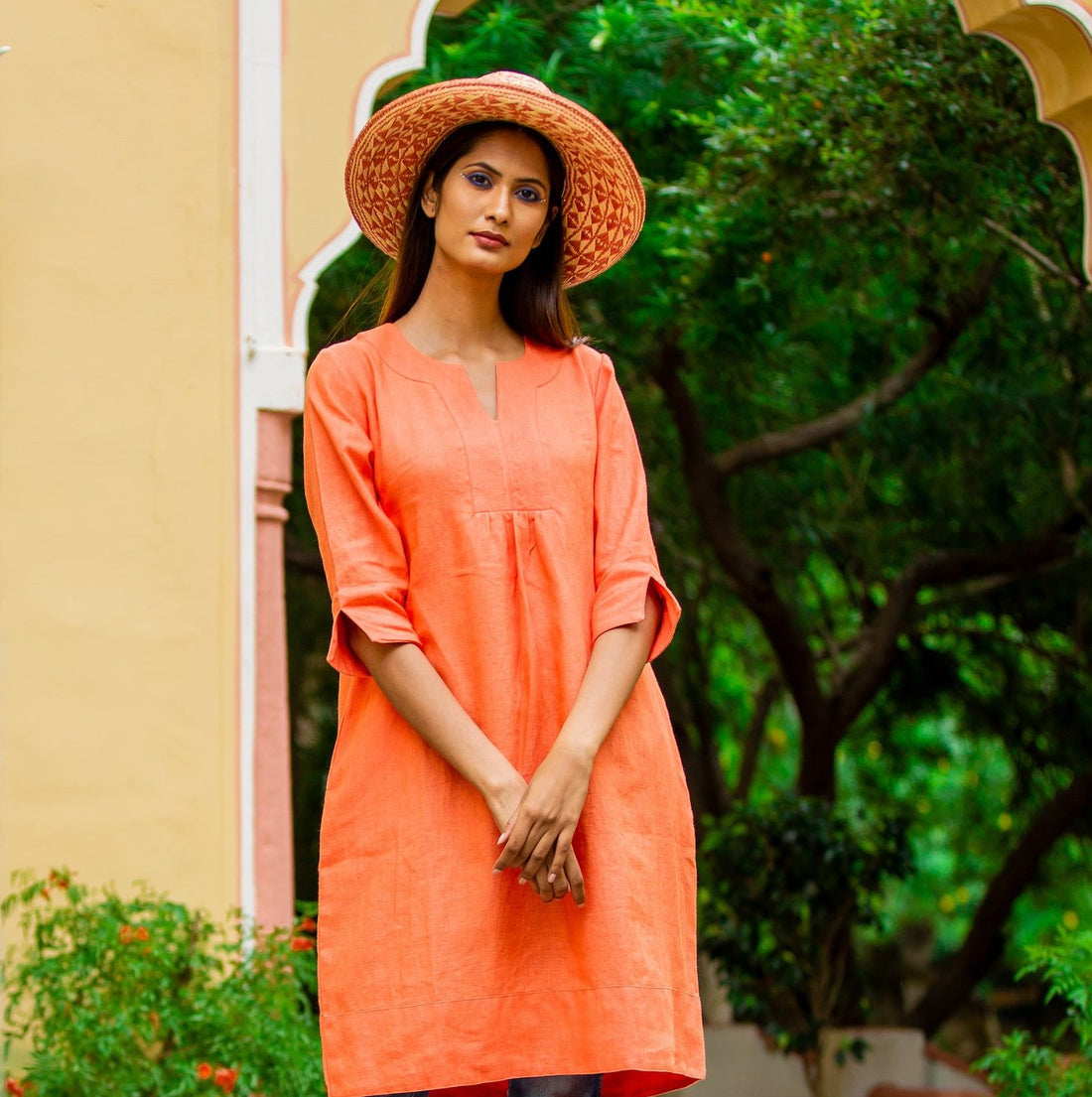 Life Style Easy Tunic Dress Linen - Satsuma
