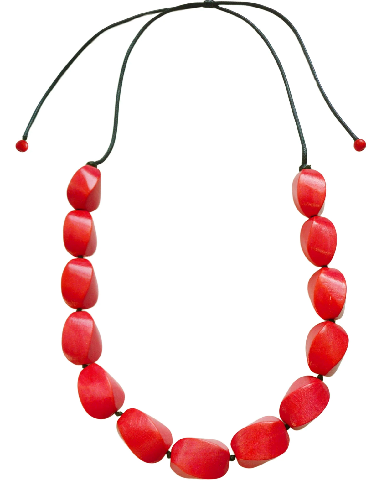 Wood Twist Necklace - Orangey-Red