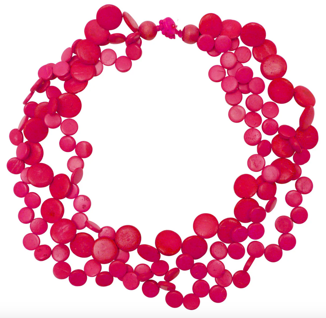 Coconut Three String Necklace - Pink