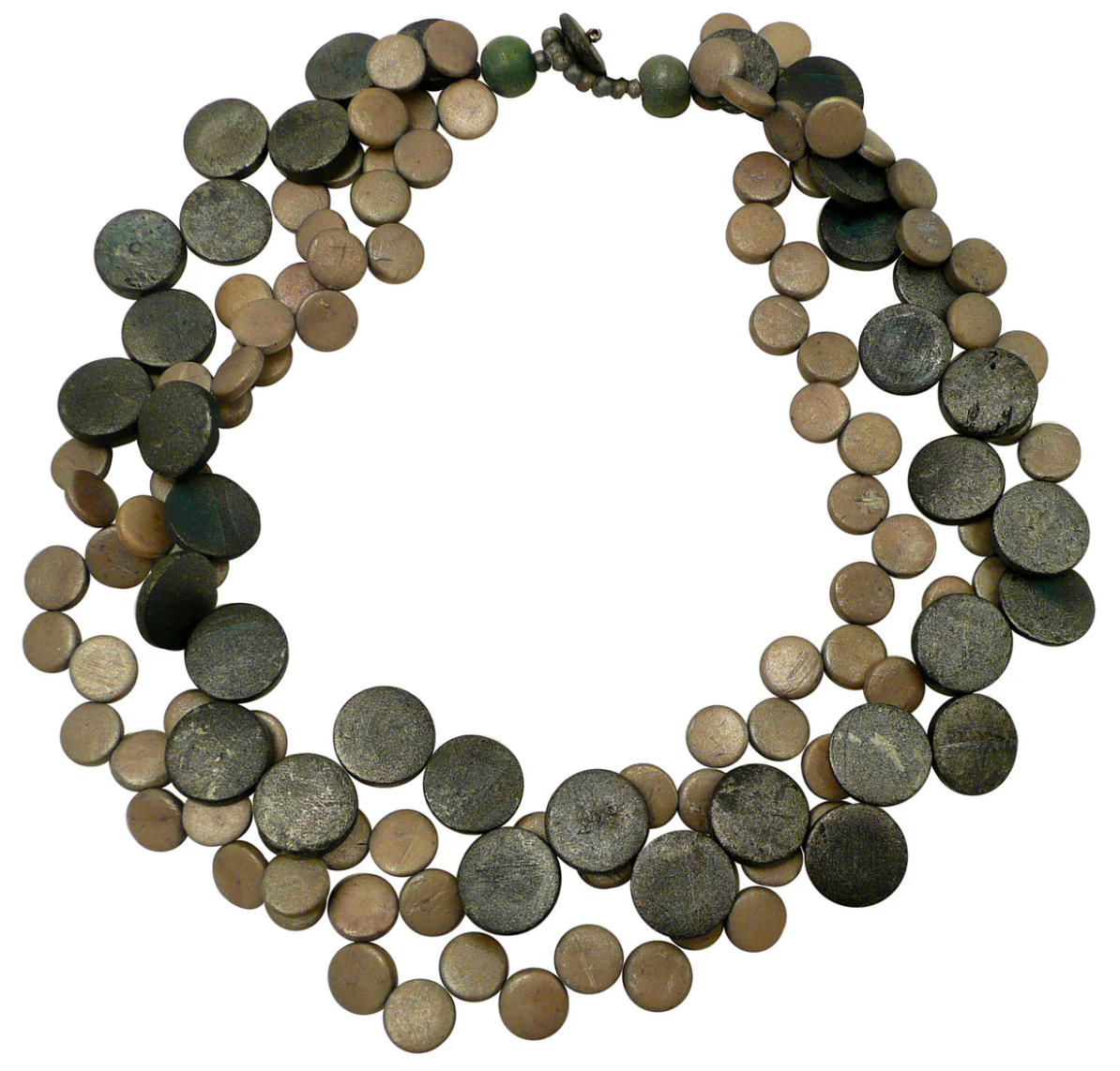 Coconut Three String Necklace - Two Tone Grey