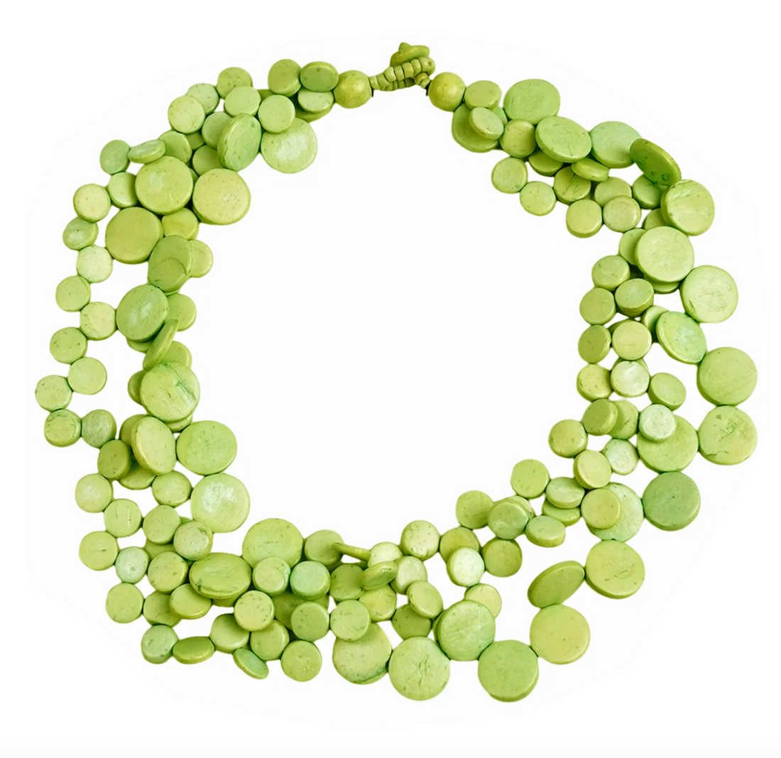 Coconut Three String Necklace - Pistachio Green