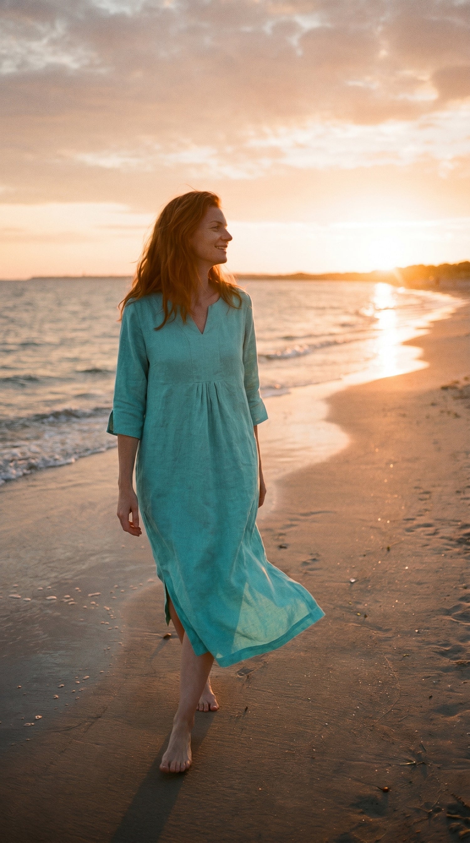 Life Style Linen Maxi Dress - Aqua Blue
