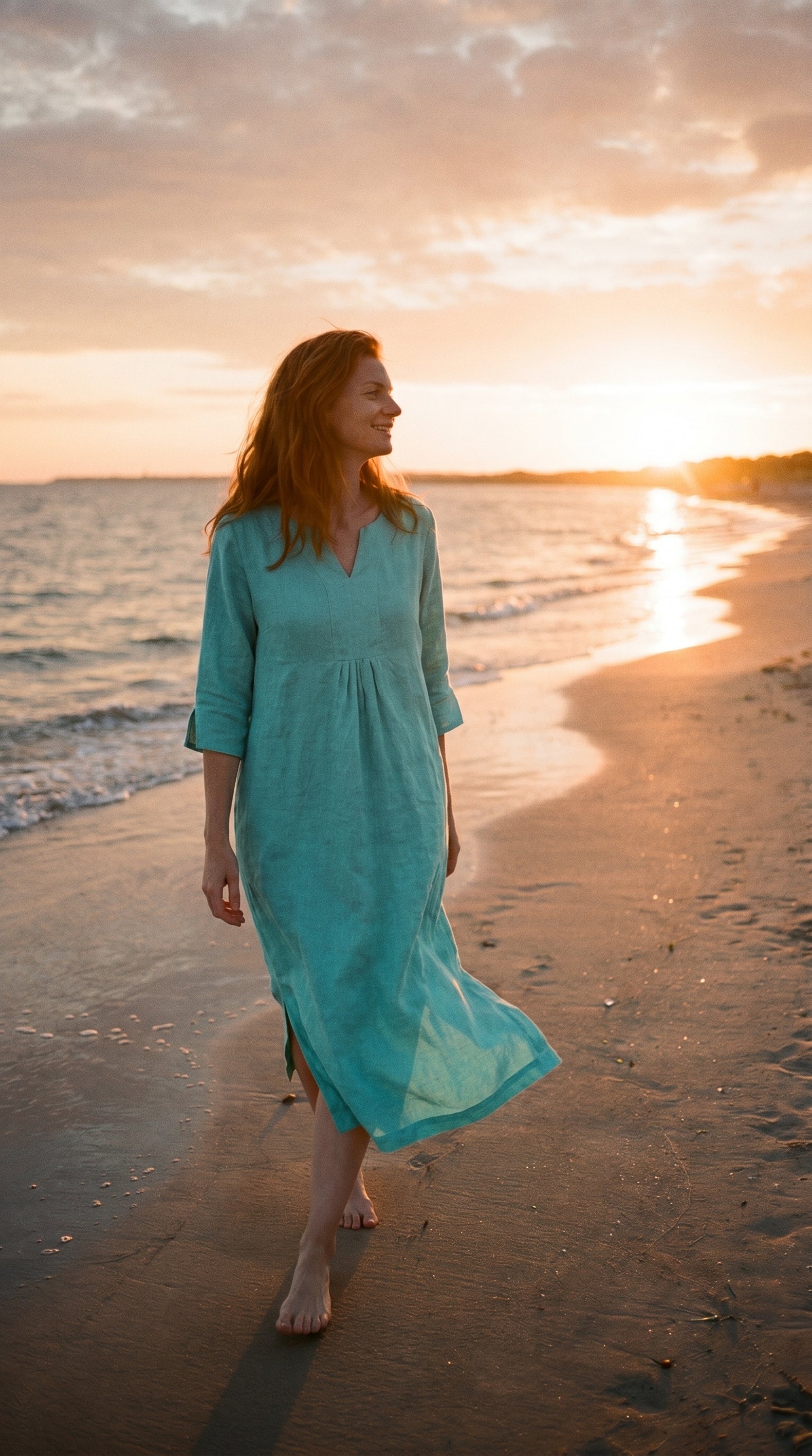 Life Style Linen Maxi Dress - Aqua Blue