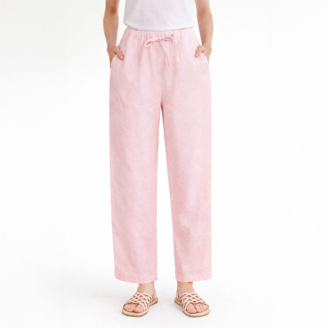 Life Style Plain Trouser Linen Shell Pink
