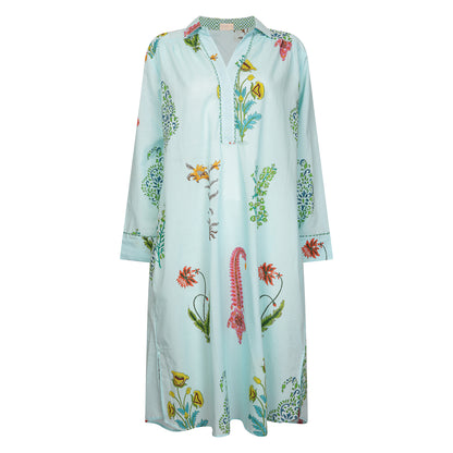 Botanical Easy Home  Dress Cotton- Persian Blue