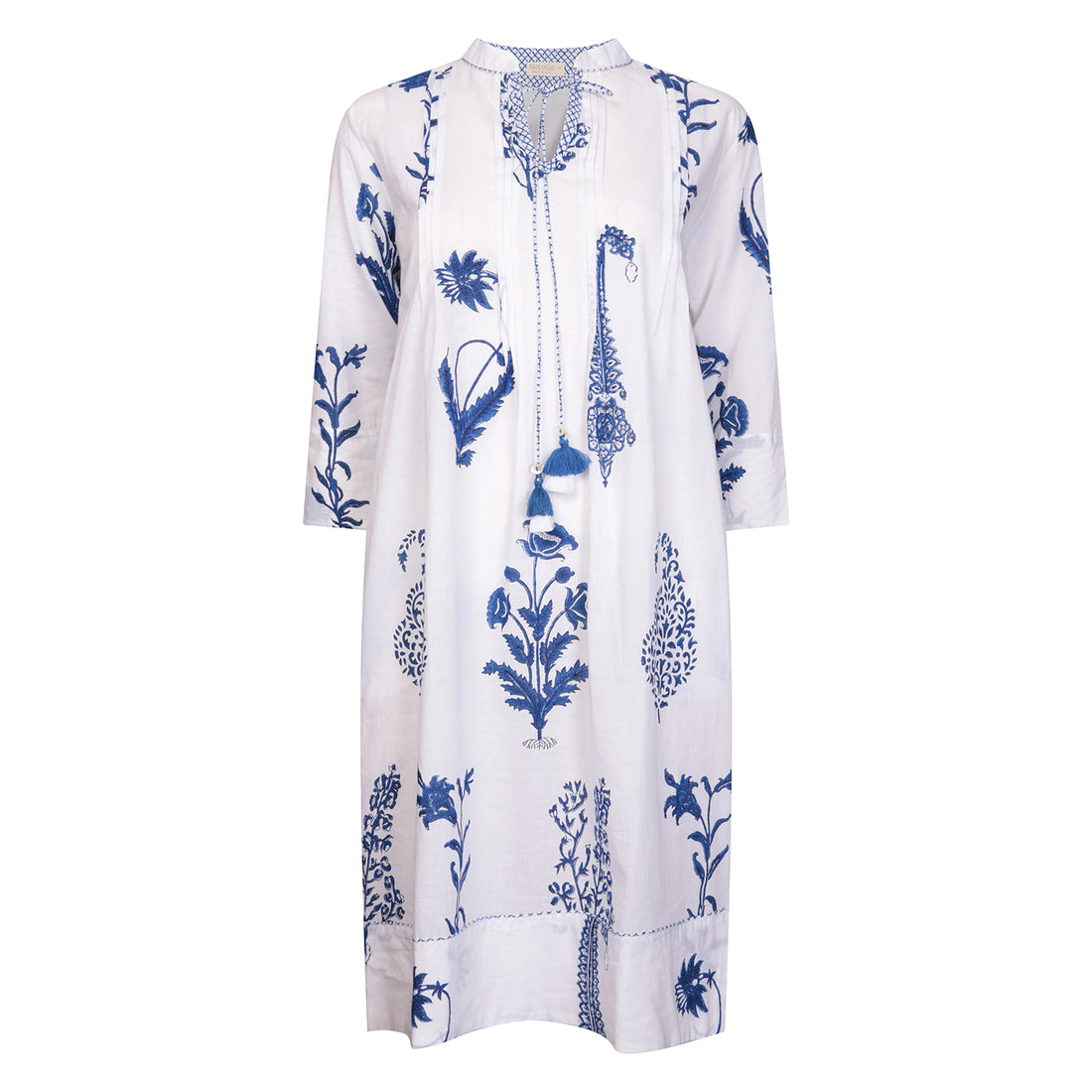 Botanical Tassel Kurta Cotton White