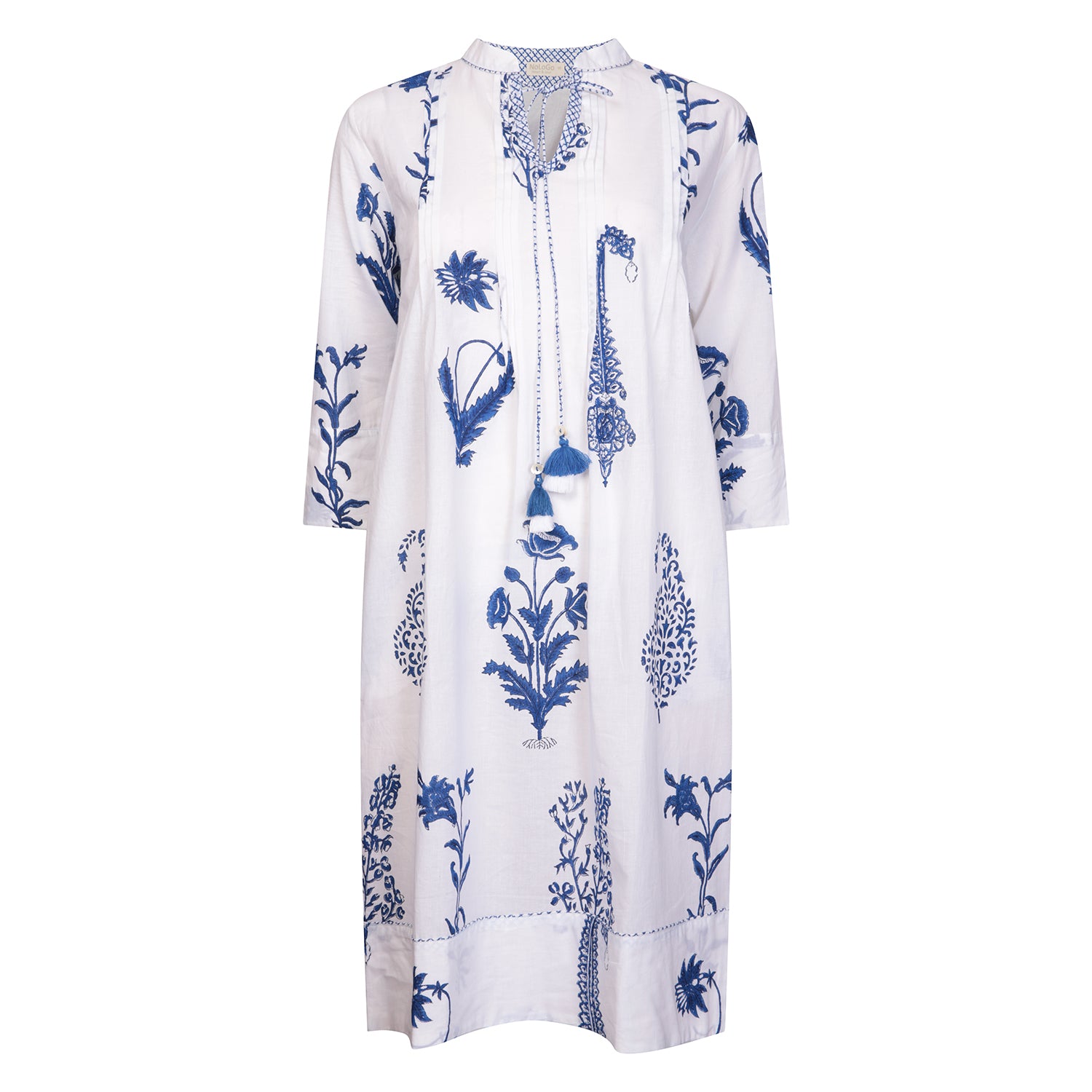 Botanical Tassel Kurta Cotton White