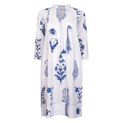 Botanical Tassel Kurta Cotton White