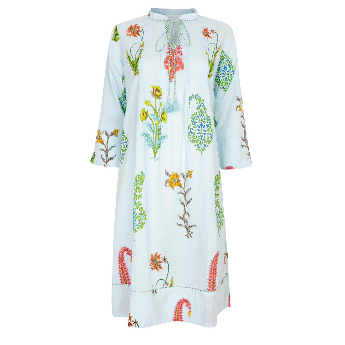 Botanical Tassel Kurta Cotton Persian Blue