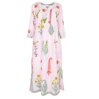 Botanical Maxi Dress Cotton Cambric Himalayan Pink