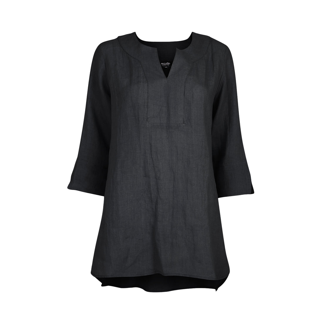 Lifestyle Long Linen Top - Black