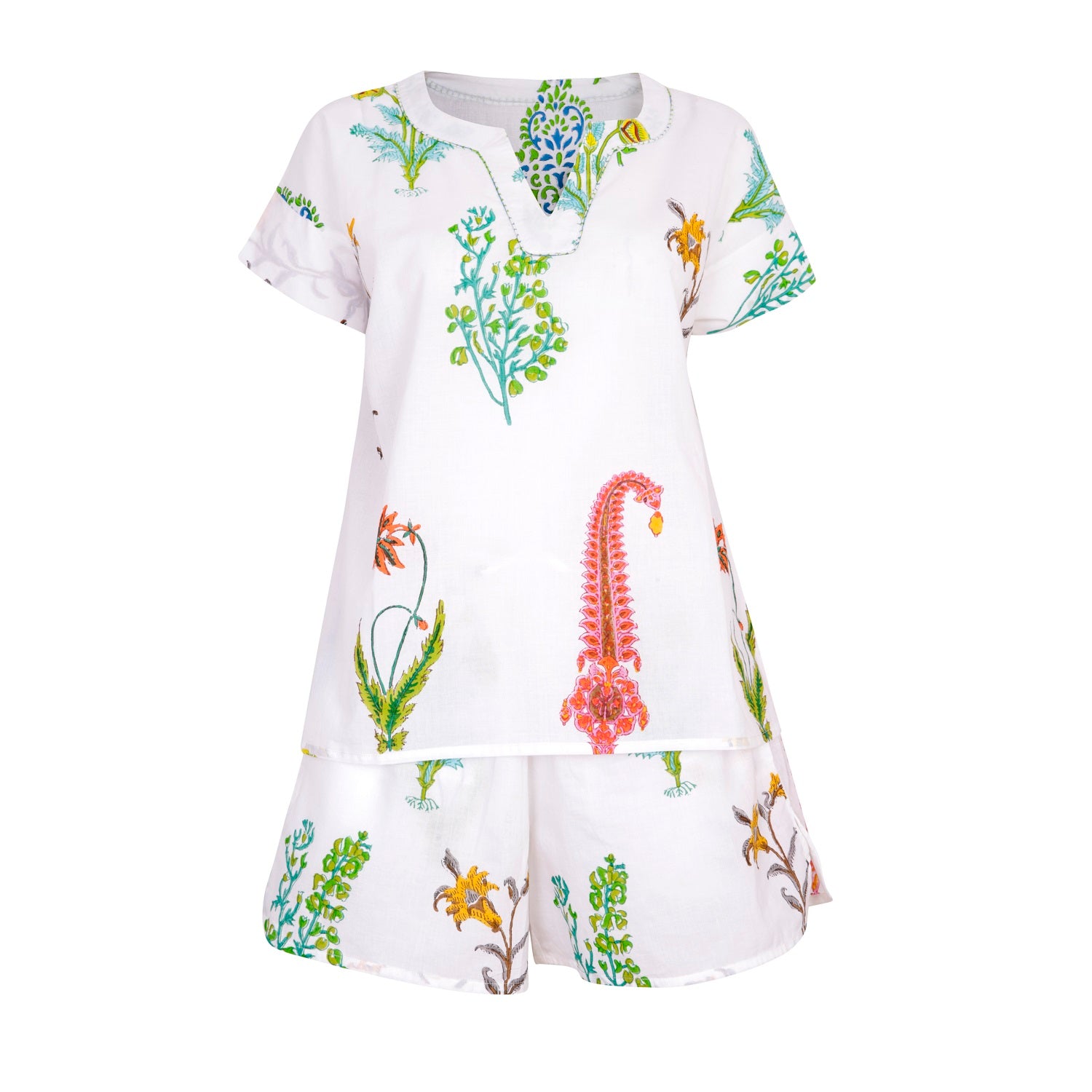 Botanical Shorts PJ Cotton - White Multi